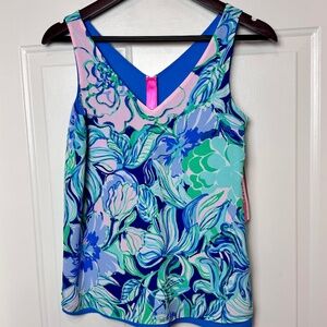 NWT Lilly Pulitzer Florin Sleeveless  Party Thyme V Neck Reversible Top XXS